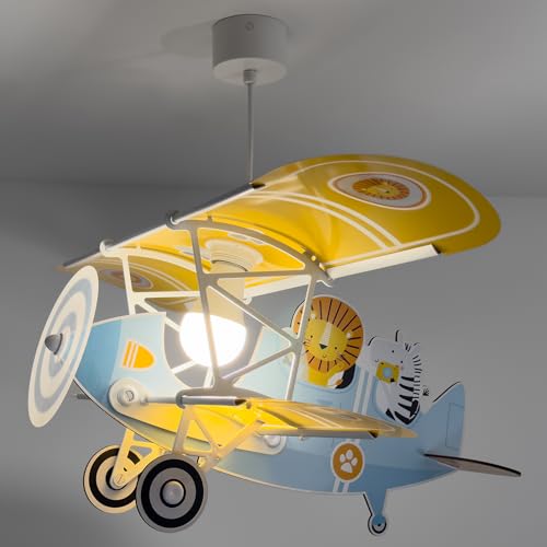 Lámpara de techo infantil avión azul Dalber para eliminar sombras en el cuarto de juegos 5