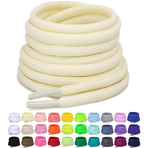 Image of 2 Pairs Oval Athletic Shoelaces 33 Colors 1 /4 inch Half Round Shoe Laces for Sneakers