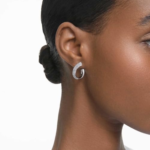 Swarovski Exist Mini Hoop Earrings, Small, White, Rhodium Finish by Swarovski - Image 5