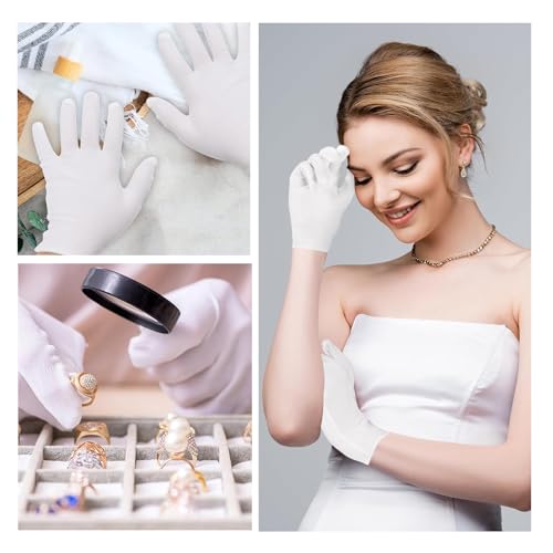 Weiße Baumwollhandschuhe, 15 Paar(30 Stück) Feuchtigkeitsspendende Handschuhe, Handschuhe 100% Baumwolle Weiche Bequeme Atmungsaktive Zwirnhandschuhe für tägliche Kosmetik- und Hautpflegearbeiten