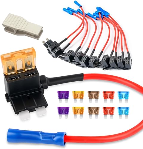 GUUZI 10 pz 12-24 V Auto Add-a-Circuit Fusibile TAP Adattatore Standard APR ATO ATC Set di Fusibili a Lama per Auto Camion Barche con Fusibile 3/5/7.5/10/15Amp