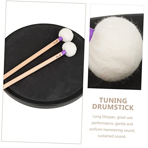Yardwe 2 piezas de baquetas de fieltro con mango de madera, cabeza morada, accesorio para percusión para práctica y actuación miniatura 4