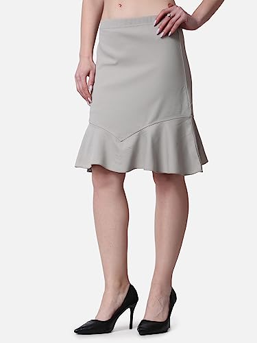 Image of POPWINGS Casual Twill Frill Knee Length Pencil Skirt for Women || Stylish Summer Skirt for Women || Knee-Length Skirt for Women || Semi-Formal Women Skirt