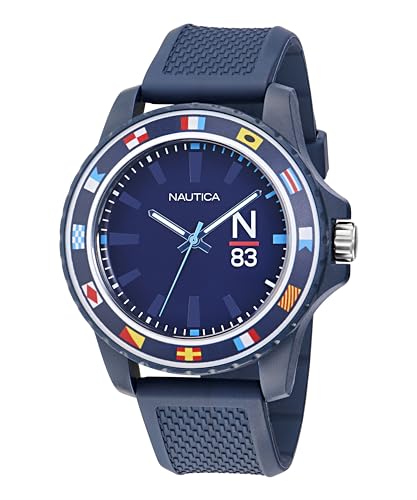 Nautica NAPFWF307 Finn World - Orologio Da Uomo Con Cinturino In Fibra Di Poliuretano E Cinturino In Fibra Di Poliuretano Rosso Grano, Colore: Blu, Marrone Chiaro::Blu - 5