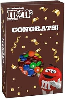 M&M'S Milk Chocolate Candy Gift Box with Congrats Card for All Celebrations