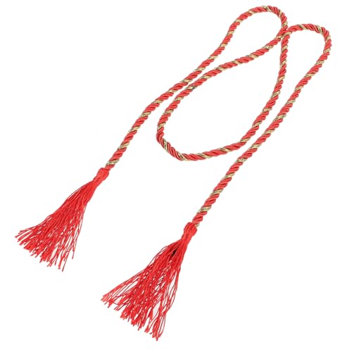 Japanese Style Kimono Belt with Tassel Waistband Decoration for Women Vintage Embroidered Red Waist Cinch for Yukata Costume Cosplay Party and Everyday Dress Accessories