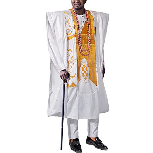 HD Traditional African Clothing for Men Nigerian Man's Agbada Embroidery Bazin Boubou Outfit