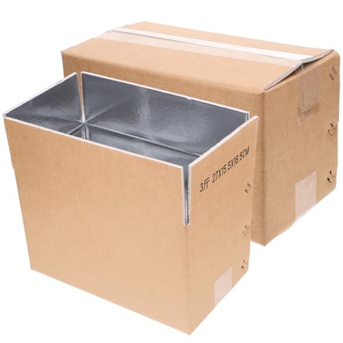 Abaodam Boîte D'emballage Isotherme pour Aliments Surgelés et Fruits de Mer 2 Pièces Doublure en Papier Aluminium Boîte D'expédition Réutilisable pour Stockage et Restauration