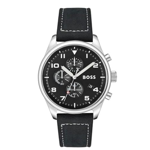 Hugo Boss Mens Analog Black Dial Black Band Leather Watch (B0BZYTYNMG) Amazon Price History, Amazon Price Tracker