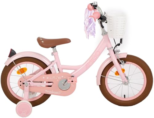 AMIGO Perfect - Kinderfahrrad Mädchen - 14 Zoll - Mit Rucktrittbremse und...