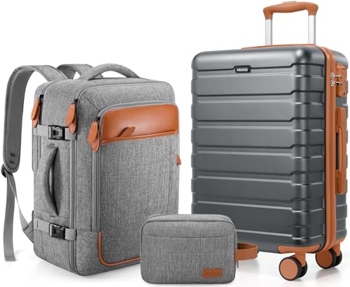 MIUSSE MAX Luggage Sets 3 Piece, 20 Inch Hardshell Carry On Luggage 22x14x9 Airline Approved, Suitcase with TSA Locks & YKK Zippers, Carry On Suitcase with Wheels for Men & Women Travel