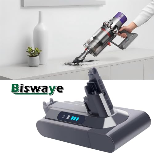 Image of Biswaye 25.2V 5.0Ah V10 Replacement Battery Compatible with Dyson Cyclone V10 SV12 Animal Absolute Allergy Cordless Vacuum, Rechargeable Lithium Ion with 2 Filters (NOT for V6 V7 V8 V11 V12 Vacuums)