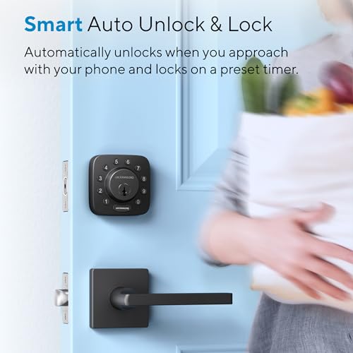 Smart Lock, ULTRALOQ U-Bolt + Bridge WiFi Adaptor, 5-in-1 Keyless Entry Door Lock with WiFi, App, Bluetooth and Keypad, Locks for Front Door, Deadbolt, ANSI Grade 1 Certified - Black