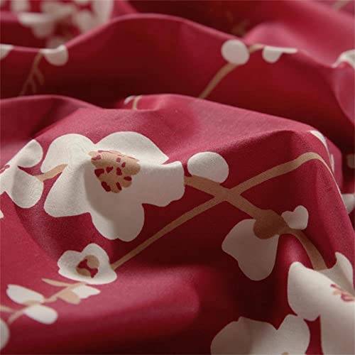 Brandream Japanese Oriental Style Cherry Red Blossom Floral Branches Print Duvet Quilt Cover 800Tc Cotton Kids Girls Bedding 3 Piece Set (Twin) #TOP4