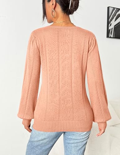 Image of HOTOUCH Sweaters for Women 2026 Fall Trendy Tops Casual Puff Sleeve Square Neck Cute Tunic Pullover Blouses XS-XXL