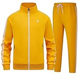 WSKFLY Men's Tracksuits Set Long Sleeve Causal Full Zip Running Sports Sweatsuits Track Suits for Men 2 Piece Outfits Jogging Suits Yellow WS-Yellow-XL