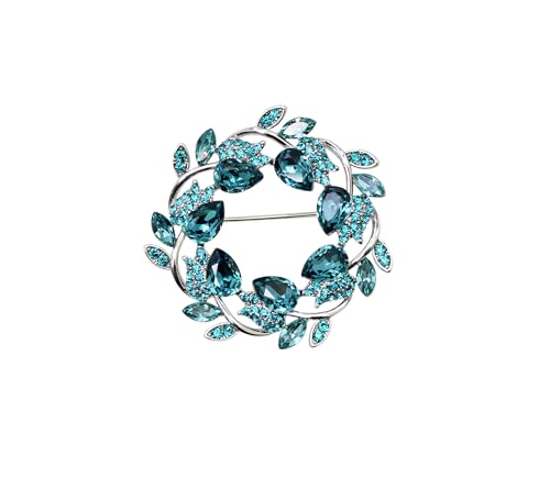 Image of Faship Gorgeous Rhinestone Crystal Floral Wreath Brooch Pin