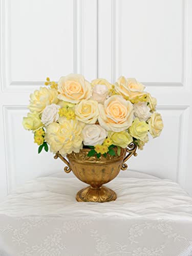 Facinoc Roses Artificial Flowers Yellow Combo Box Set Fake Flowers Bulk For Diy Bouquet Wedding Centerpieces For Table Bridal Baby Shower Party Decorations Silk Floral Arrangements Home Decor Indoor #TOP6