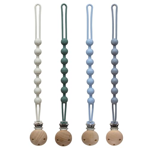 Image of Silicone Pacifier Clip Holder: One-Piece Baby Pacifier Clip, 100% Food Grade Silicone, Pacifier Holder Clip for Boys and Girls,Soft and Flexible Paci Binky Clips