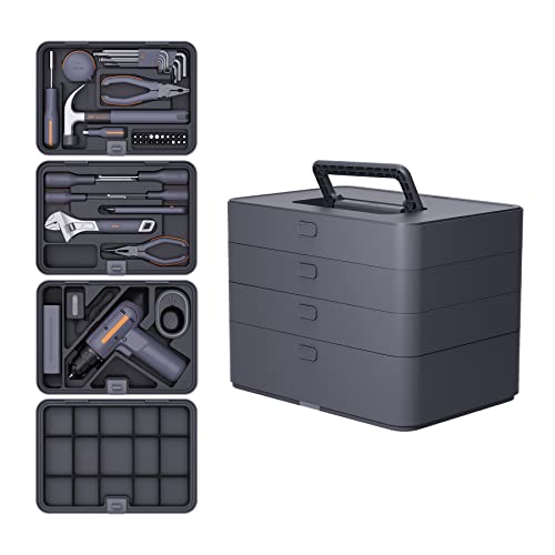 Jimihome Home Repair Tool Kit Set Of 97 Pieces With Cordless Power Drill X Tray Set-Abcd For General Household Maintenance Auto Repairing Basic Combo Drill Tool Kit #TOP6