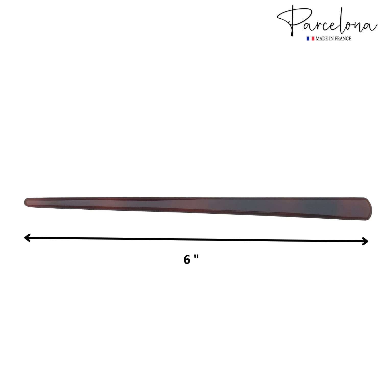 Parcelona French Classic Oval Brown Tortoise Shell Bun Cover Holder Hair Slider Pin Thru Hair Barrette Clip with Stick - Image 7