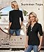 Ohhettm Summer Tops for Women 2026 Trendy Dressy Casual Blouse Puff Short Sleeve Shirts Knit Henley V Neck T Shirt Tunic Black L