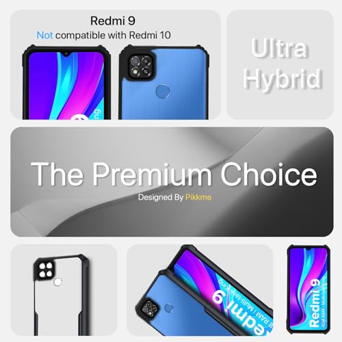 Image of Outlouders Back Cover for Redmi 10A / Redmi 9 / Redmi 9 Activ / 9C / Poco C31 | Ultra Hybrid Transparent | Full Camera Protection | Raised Edge | Crystal Clear Bumper Case(Black)