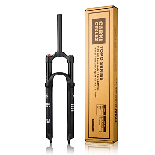 Corki Cycles Mountain Bike Air Suspension Fork Manual Control 29 Travel 120Mm- Straight Tube-Qr 9Mm- Straight Mtb Front Forks #TOP4