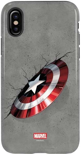 Skinit Pro Phone Case Compatible with iPhone X - Officially Licensed Marvel Captain America Shield Break Design