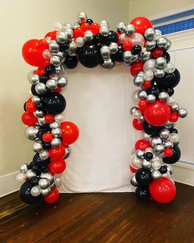 image for Red and Black Balloons Arch Kit, ADOINBY 140Pcs Matte Red Black Metall