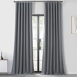HPD HALF PRICE DRAPES 100% Blackout Curtains for Bedroom & Living Room 50 X 96 Performance Woven Solid Thermal Insulated Window Curtain (2 Panels), PWBO-174402-96, Décor Grey