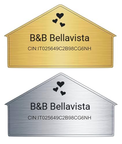 B&B E CASA VACANZE: La targe è delle dimensioni ideali per inserire nome della struttura e relativo codice CIN, di medie dimensioni risulta elegante e facile da vedere. Perfetta per garantire una buona visibilità per gli ospiti ed i loro check-in