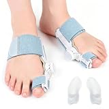 Winyoher Hallux Valgus Korrektur Set für Damen und Herren, Verstellbarer Hallux Valgus Schiene und 2 Silikon Zehenspreizer für Daumen, Reduziert Hallux Valgus Belastung für Tag und Nacht,1 Paar