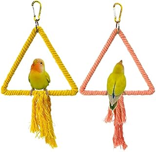 2 PCS Kuivoo Bird Cotton Rope Swing, Bird Parrot Perches for Cage,Cage Hanging Bite Resistance Toys,Bird Stand Soft Ring Bed for Budgie,Cockatiel,Canary,Love-bird,Conures,Small Parakeet