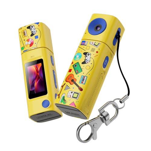 Appareil photo professionnel compact 4K jaune avec objectif grand angle 10x6cm