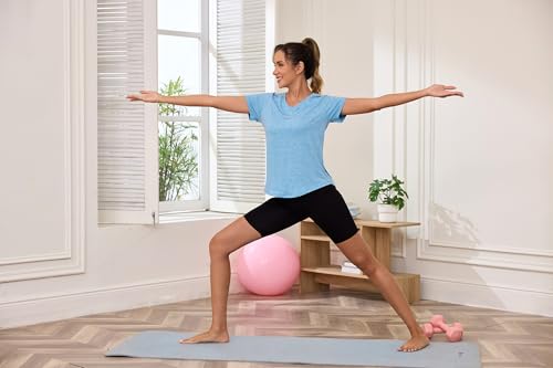 Gyabnw Camiseta Deportiva Mujer de Manga Corta Camisetas de Cuello en V Mujer Ropa Deporte Secado Rápido Yoga Fitness Running Top Entrenamiento Atlético - imagen 8