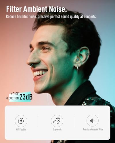 Image of High Fidelity Concert Ear Plugs-23dB Noise Reduction, Reusable Hearing Protection for Concerts, Festivals, Musicians,Sports, Tinnitus Relief & Noise Sensitivity (Green)