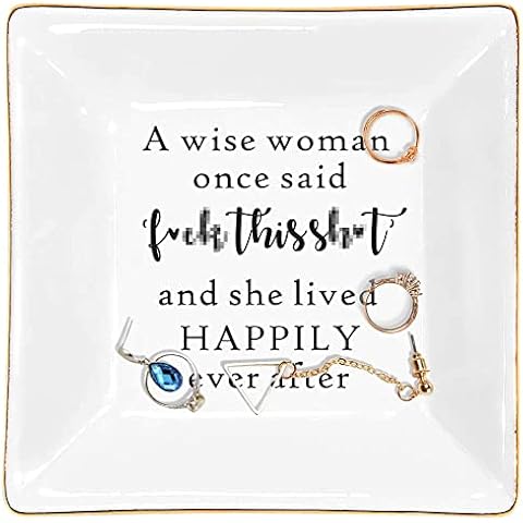 Gtizry Birthday Gifts for Women, Retirement Gifts, Best Friend, Mothers Day Gifts, A Wise Women Once Said Jewelry Dish for Women Cover