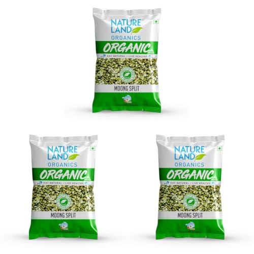 Image of Natureland Organics Moong Chilka /Split 500 Gm - Organic Healthy Pulses (Pack of 3)