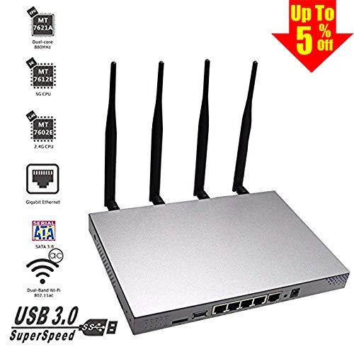 KuWFi 802.11AC 1200Mbps Dual Band 2.4GHz 5.0GHz Wireless WiFi Router MT7621A chipset Gigabit