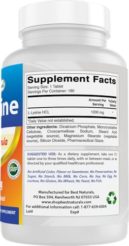 Best Naturals L-Lysine 1000mg Tablets