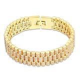 14K Gold Moissanite-Embedded Men's Watch Chain Bracelet, Fashionable Hip-Hop Accessory for Stylish Men (Style 2)