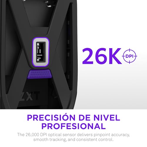 NZXT Lift Elite ratón inalámbrico Gaming – Ultraligero 57 g. – Frecuencia de sondeo 4K/8K, interruptores ópticos, Sensor óptico de 26K dpi – Larga duración de la batería – Negro - imagen 3