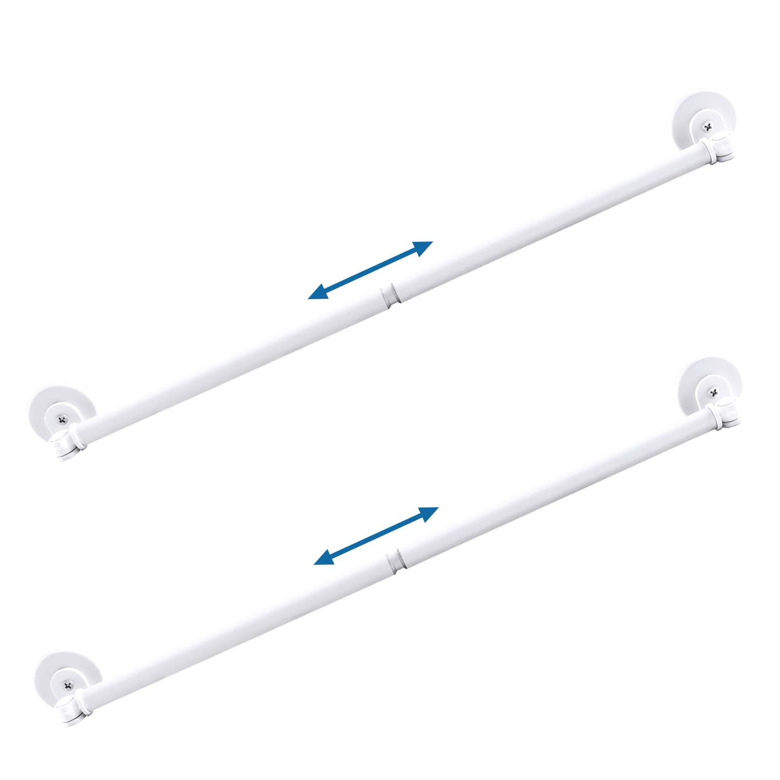 Magnetic Curtain Rod for Metal Door 16"-28", Magnet Cafe Curtain Rod For Small Window No Drill Rods Magnetic Sash Rods, White, 2 Pack