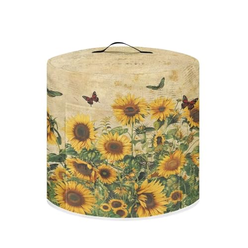 Image of Cozeyat Sunflower Butterfly Air Fryer Cover Dust Cover Dust Protection Insulated Pressure Cooker Rice Cooker Appliance Cover with Top Handle and Storage Pockets for Women Gifts