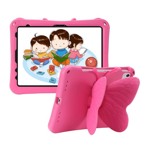 Tading for iPad 10th 11th Generation Case for Kids Girls, Cute Butterfly Design Shockproof Stand Cover for iPad Air 11 Inch M3 2025/M2 2024/10.9" Air 5th 4th 2022 2020 - Magenta