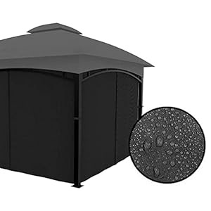 Gazebo Universal Replacement Privacy Curtain 4 Panels sidewall with Zipper ONLY Curtain 12 x 12 Black