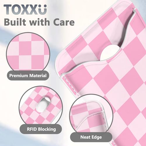 Image of Checkered Magnetic Wallet for Magsafe Compatible with iPhone 17 /16 /15 /14 /13 /12 Series Pro Max Plus Air (Phone Magnet Card Holder Fit 3 Cards for Women Girl Lether Mag Safe Wallets Pink)