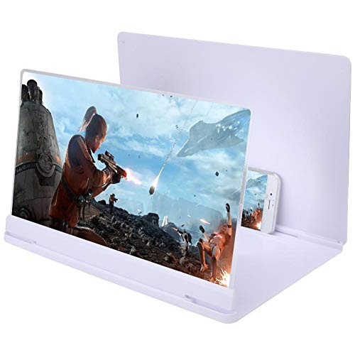 Ciglow Mobile Phone Screen Magnifier,14-Inch Smart Phone Screen Magnifier,3D Screen Anti-Radiation Zoom Anti-Reflective,Free Zoom,Suitable for All Smart Phones (White)