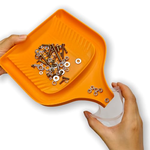 Multi-Purpose Sorting Funnel Tray – Quick Sorting Tray for All Kinds of Small Things,Easy Sorter Funnel Trays for Screws, Bolts, Lego Bricks, Micro SD Cards. (Orange)